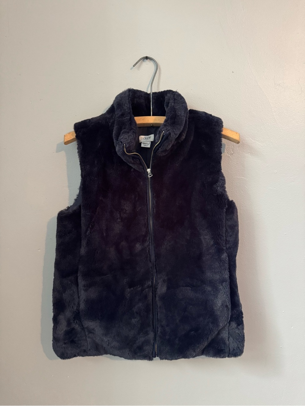 J. Crew Women's Faux Fur Zip-Front Vest